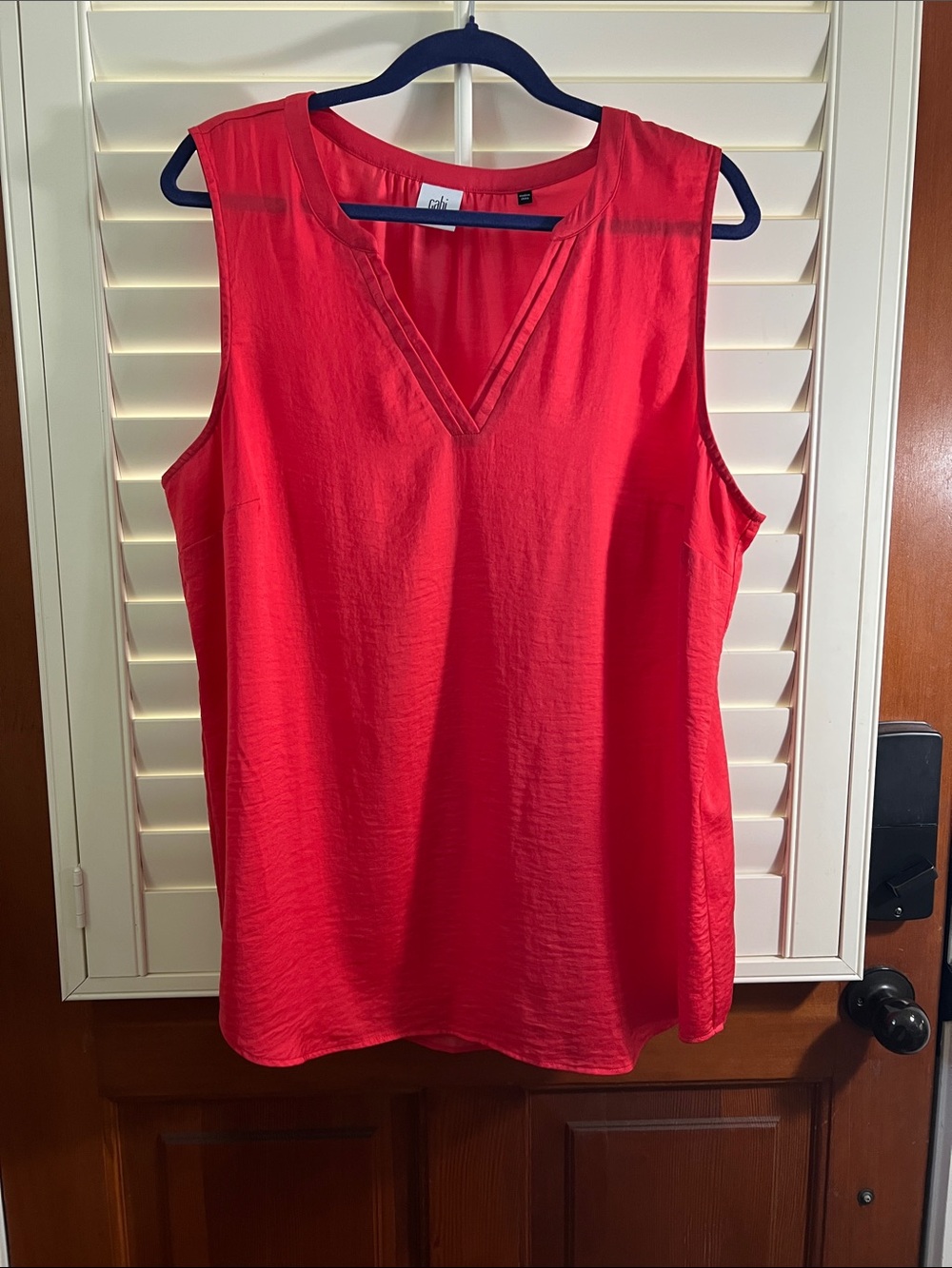 CAbi Rose Top - Sleeveless V-Neck Women’s Top in Bright Warm Red